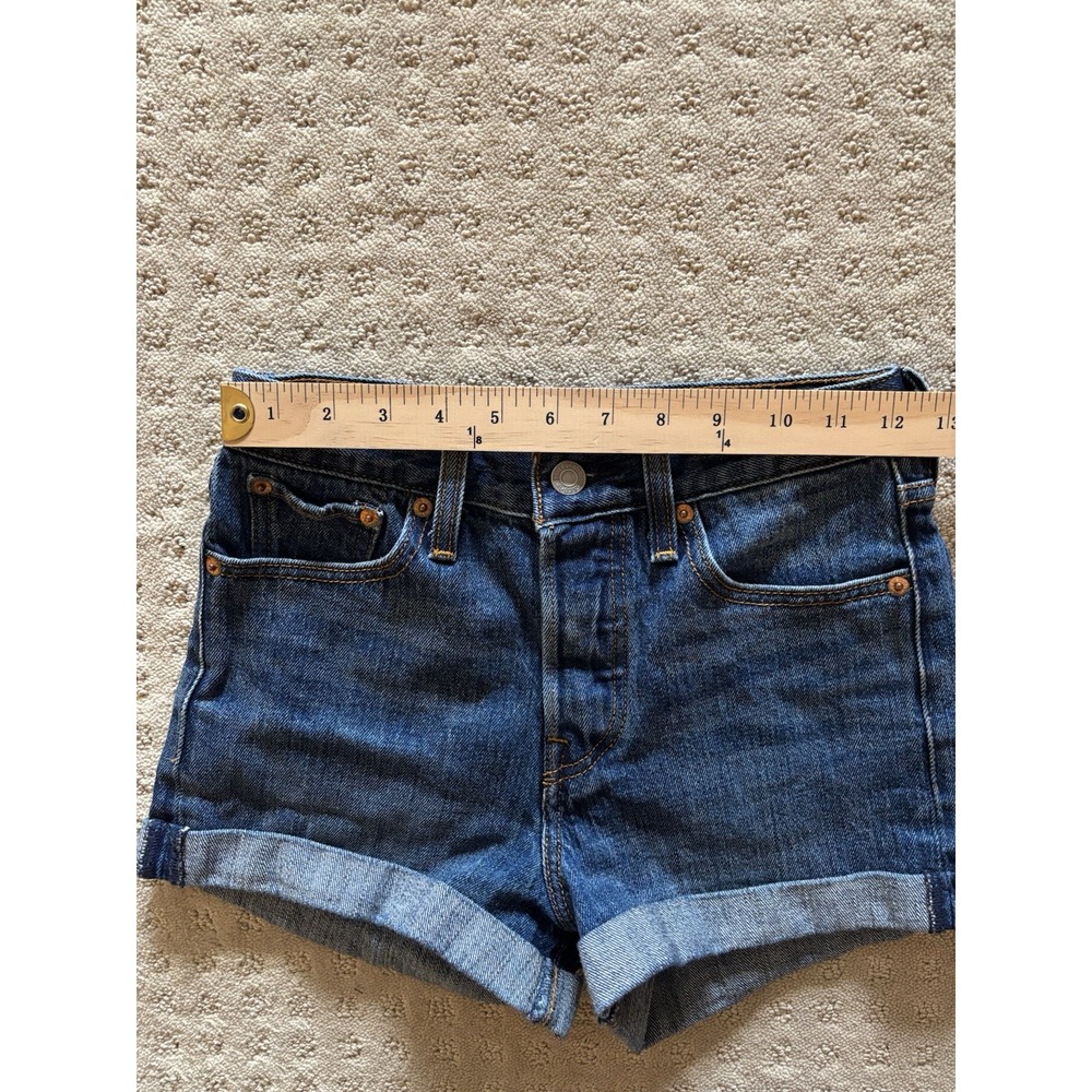Levis 501 Denim Shorts Womens 25 White Oak Cone Cuffed Preppy Cottagecore - Picture 5 of 10